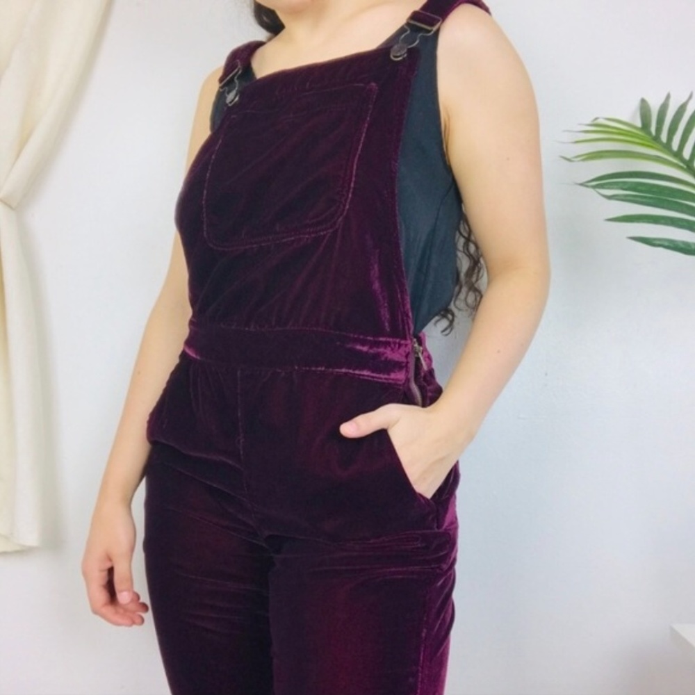Free People Stubborn Love Slouchy Velvet Overalls